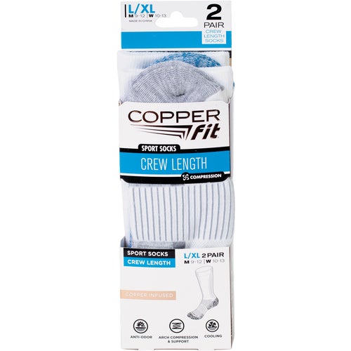 CFCRSKWHLXL6 Copper Fit Crew Compression Sock